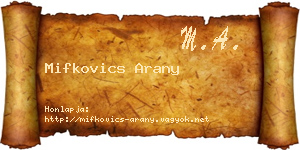 Mifkovics Arany névjegykártya